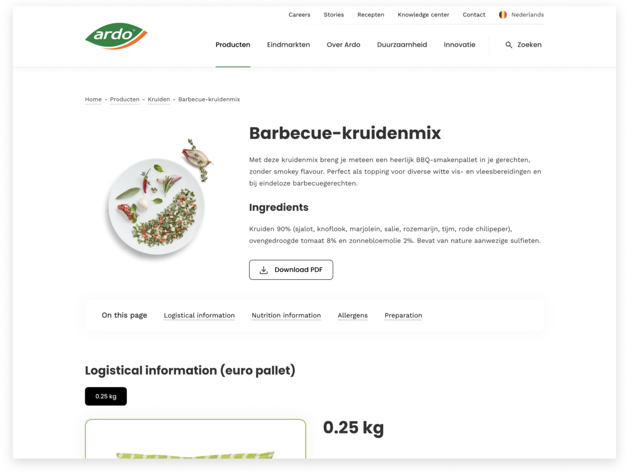 Een detailpagina van een product