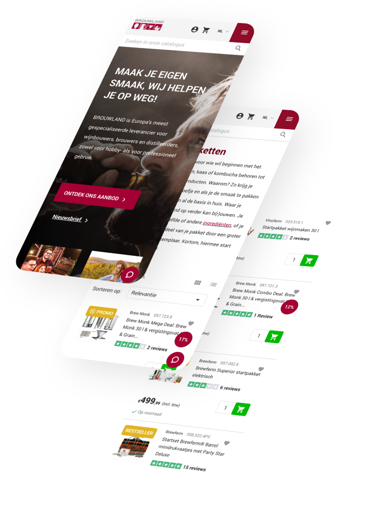 Homepage Brouwland op een mobile