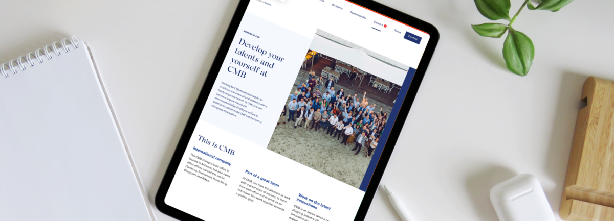 Een job landingspagina van CMB. Tech