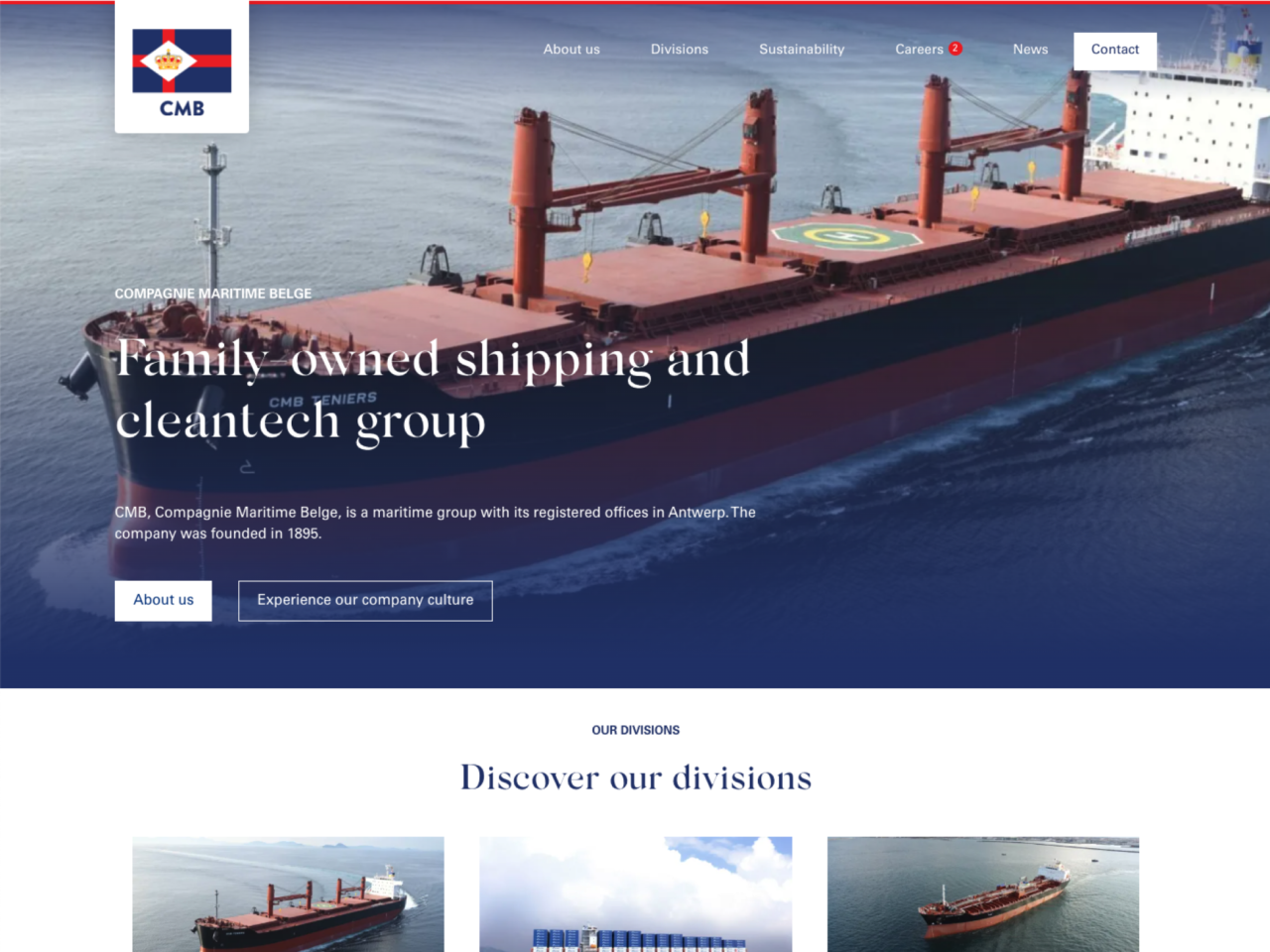 De homepage van CMB. Tech