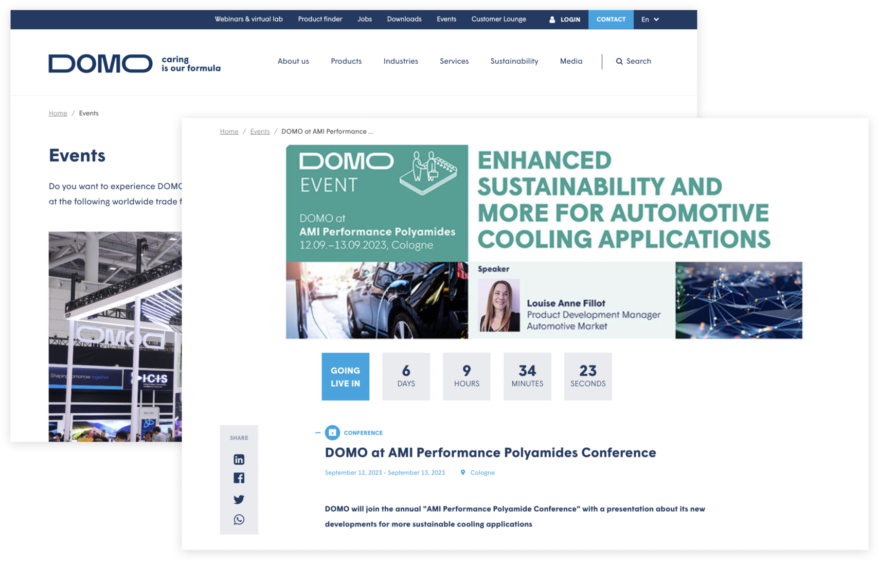 Landingspagina van alle events