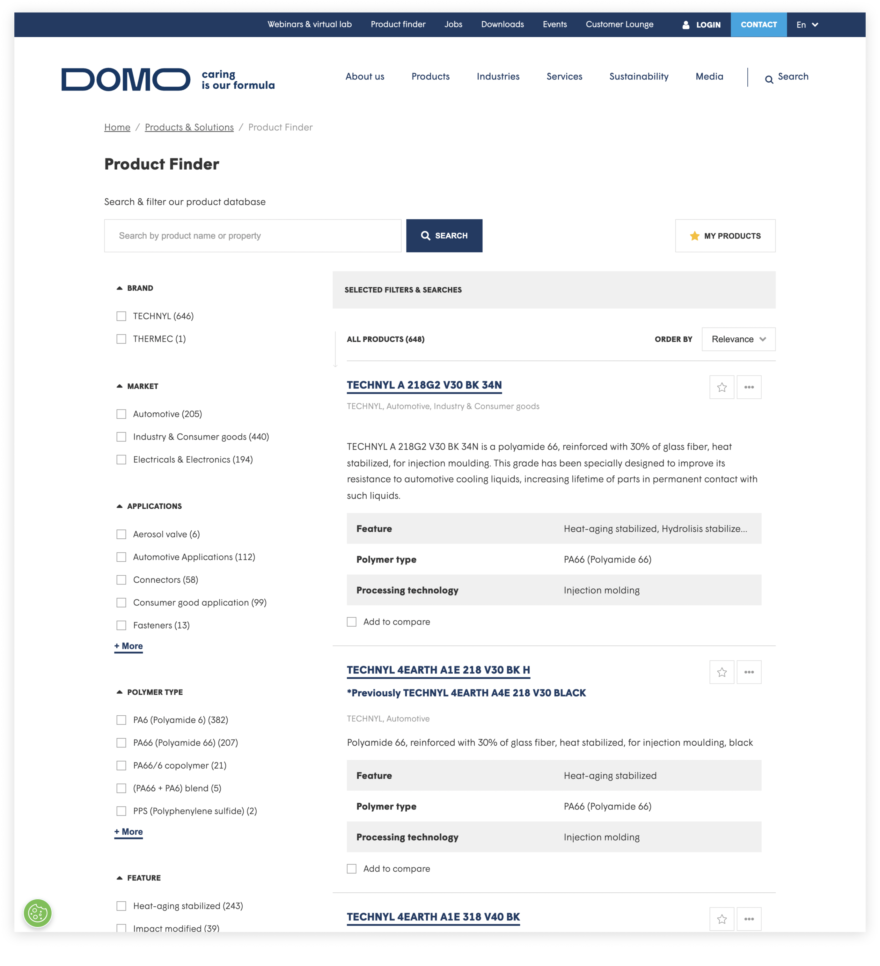 Product finder van Domo