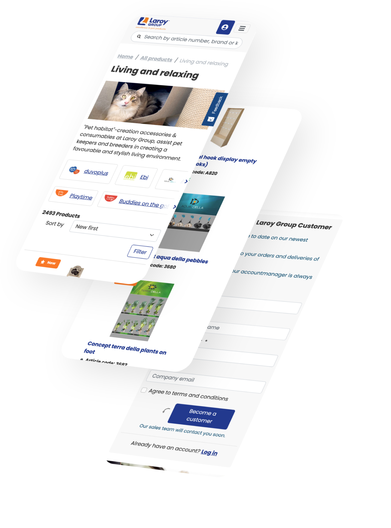 Laroy Group homepage op mobile