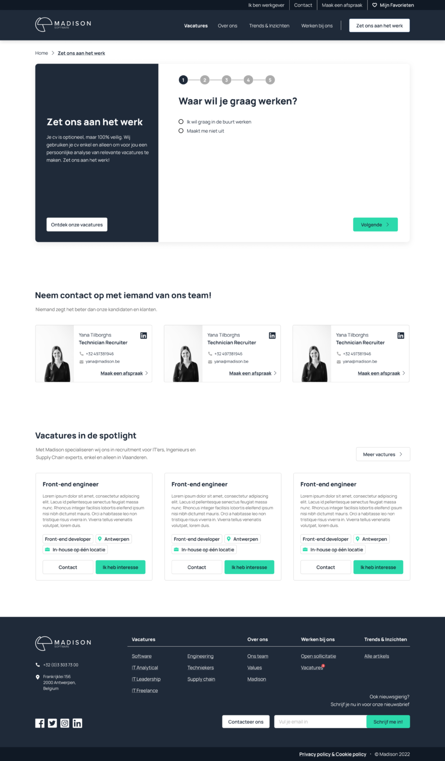 Landingspagina van Madison