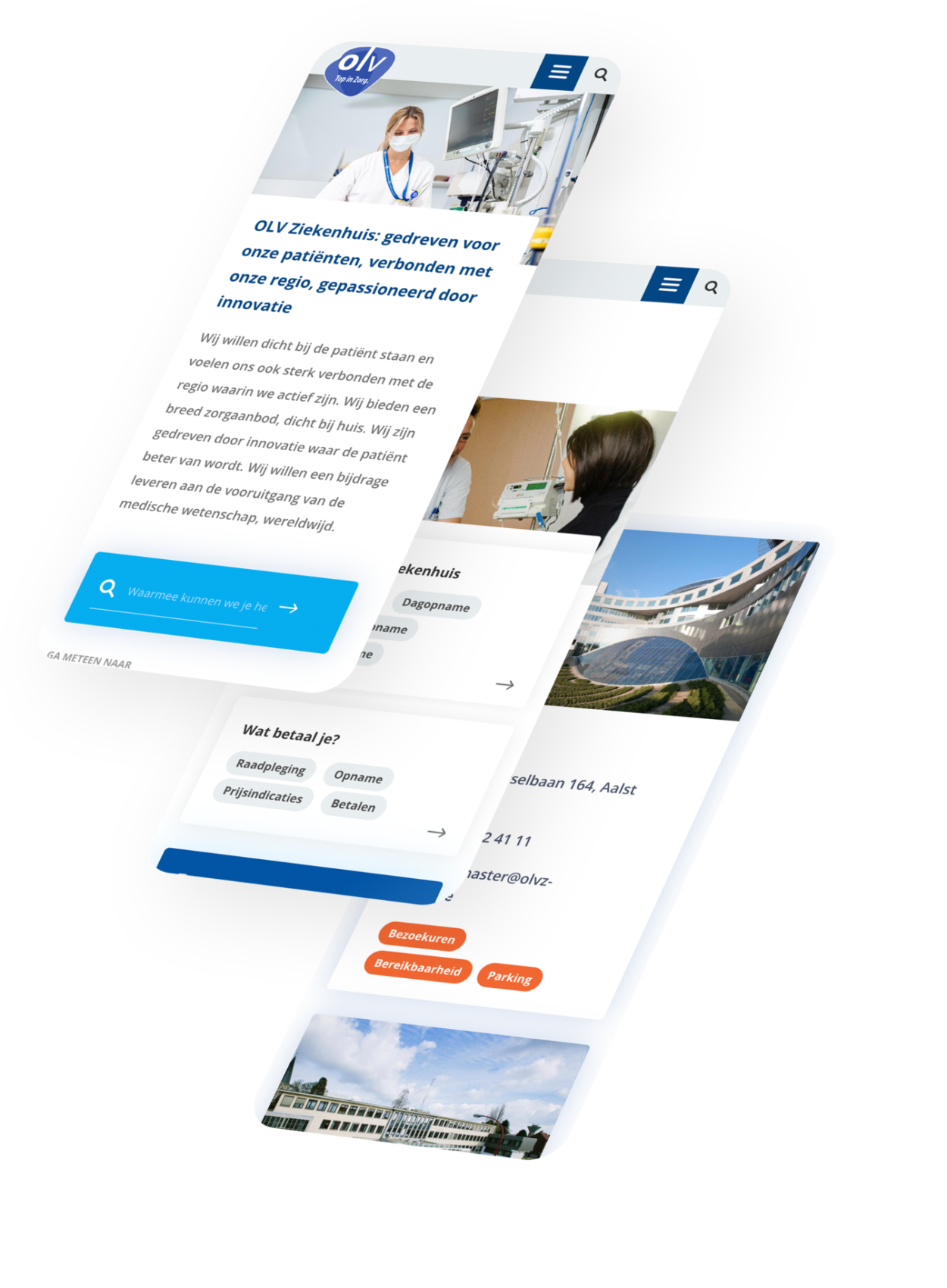 OLVZ homepage op een mobile