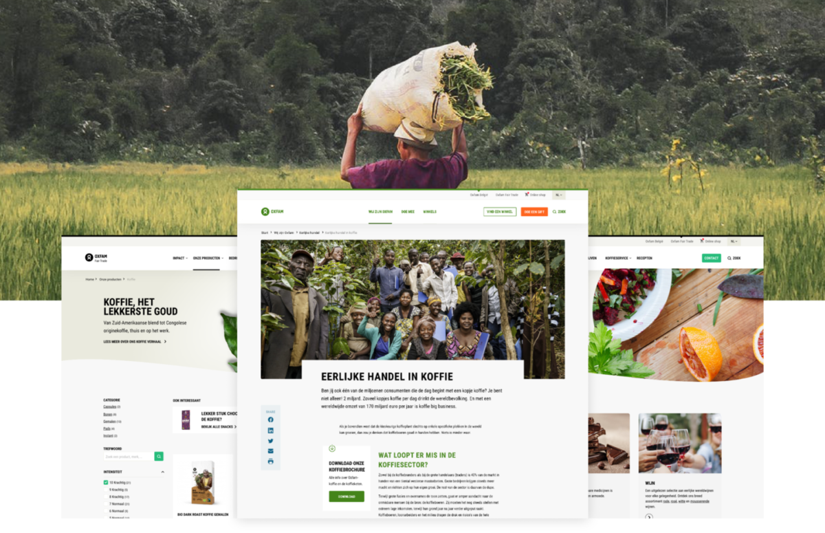 Landingspagina's van OXFAM