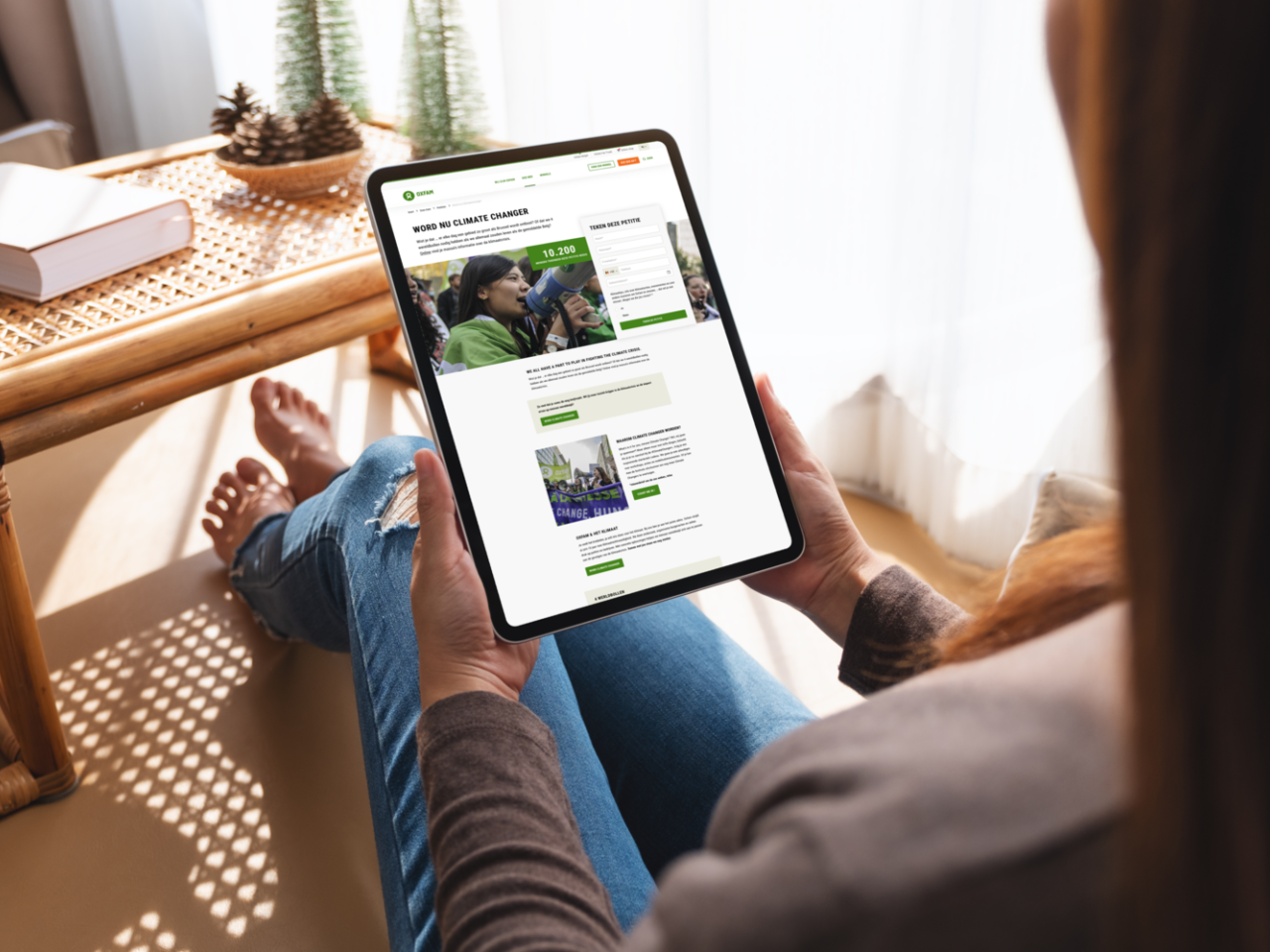 Donatie landingspagina op ipad