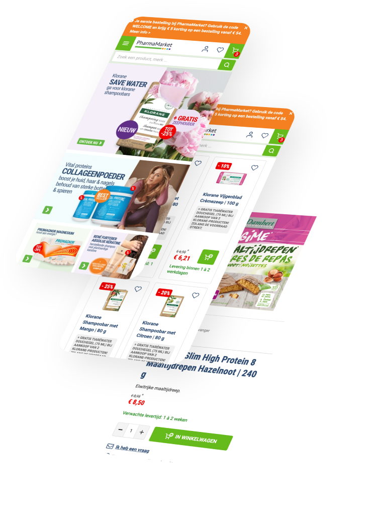 Pharmamarket homepage op mobile