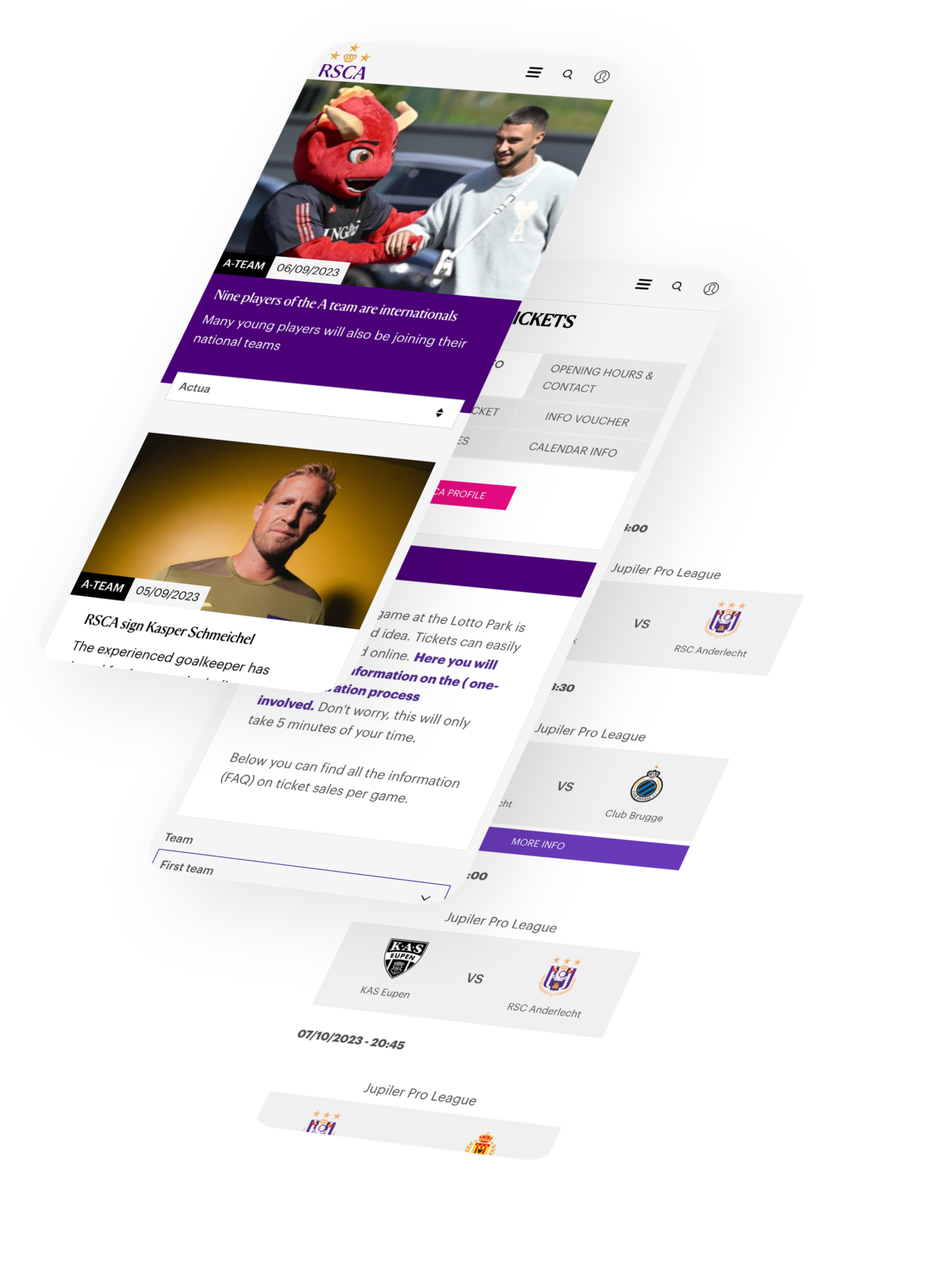 RSCA homepage op een mobile