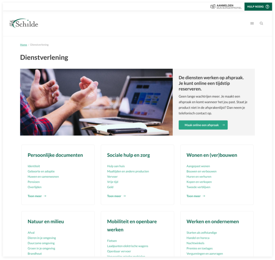 Schilde landingspagina