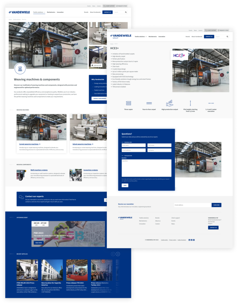 Product pages van Vandewiele