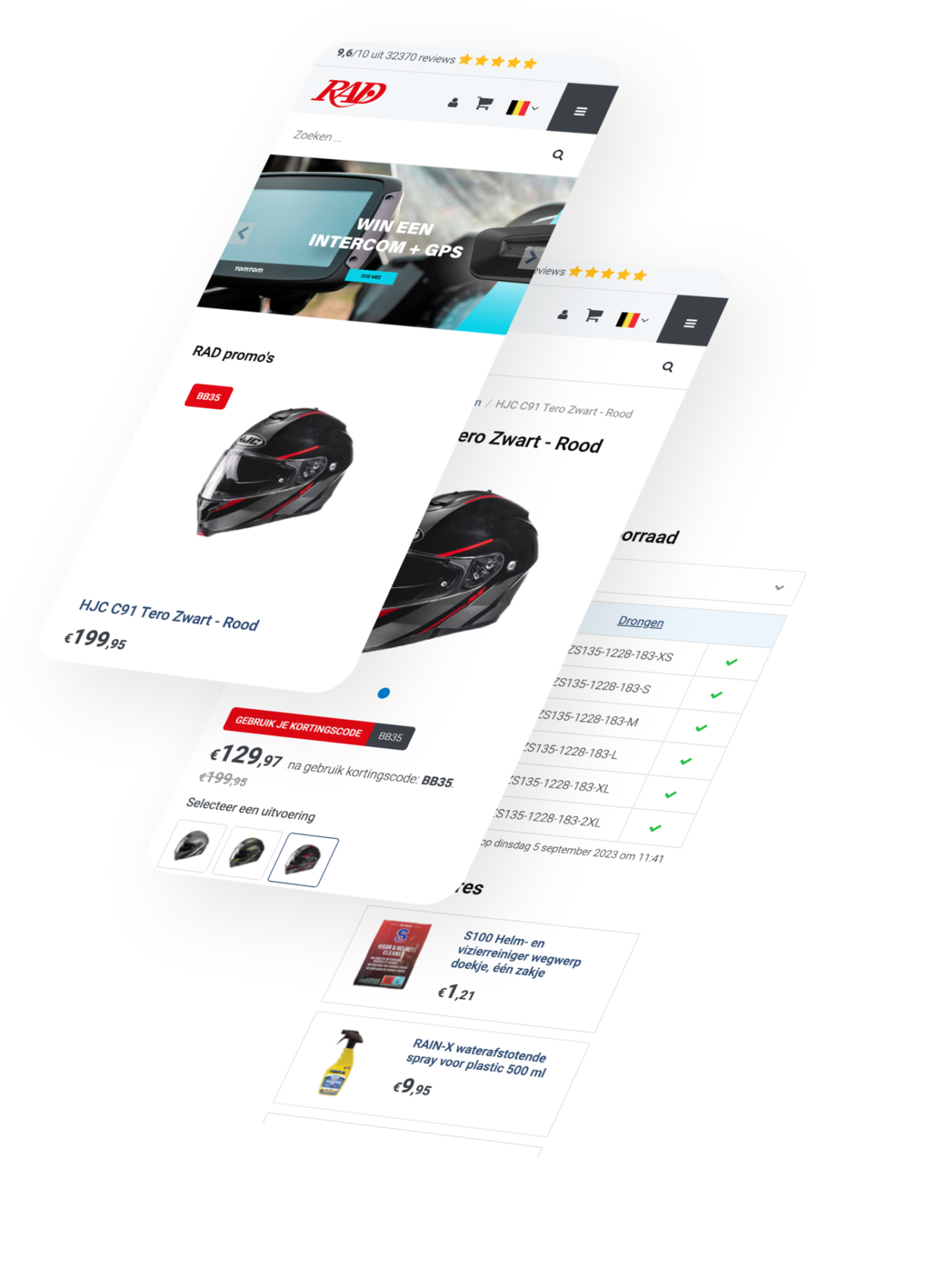 Homepage RAD op een mobile