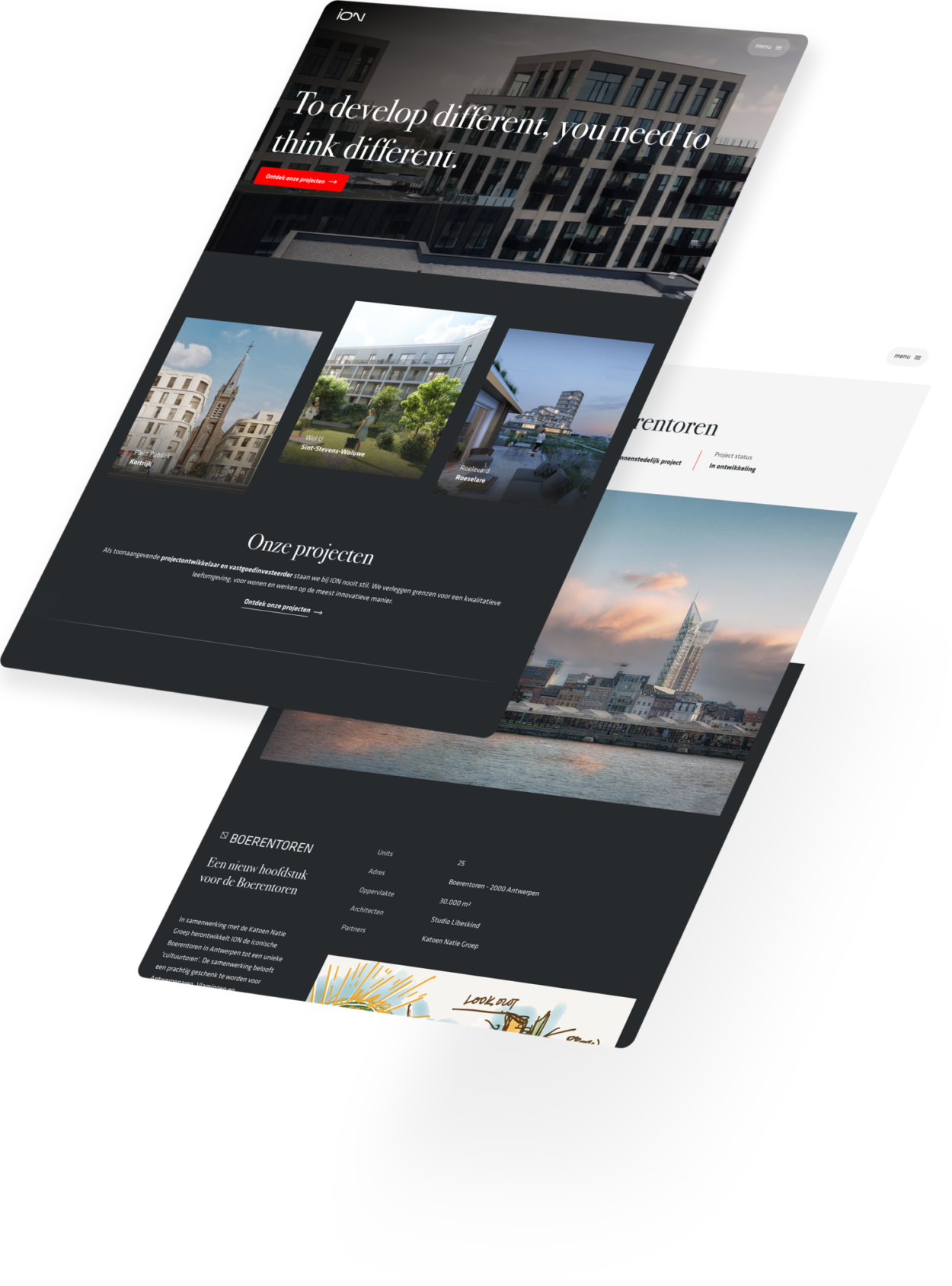 Homepagina van ION op een tablet