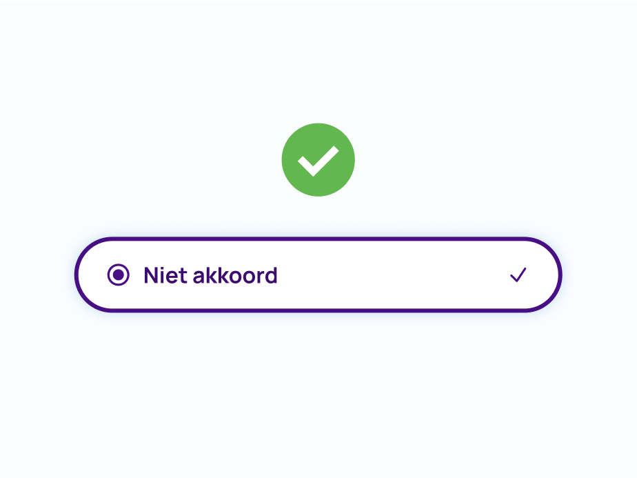 Een radio button met visuele extra's zoals iconen, kleuren, vormen...