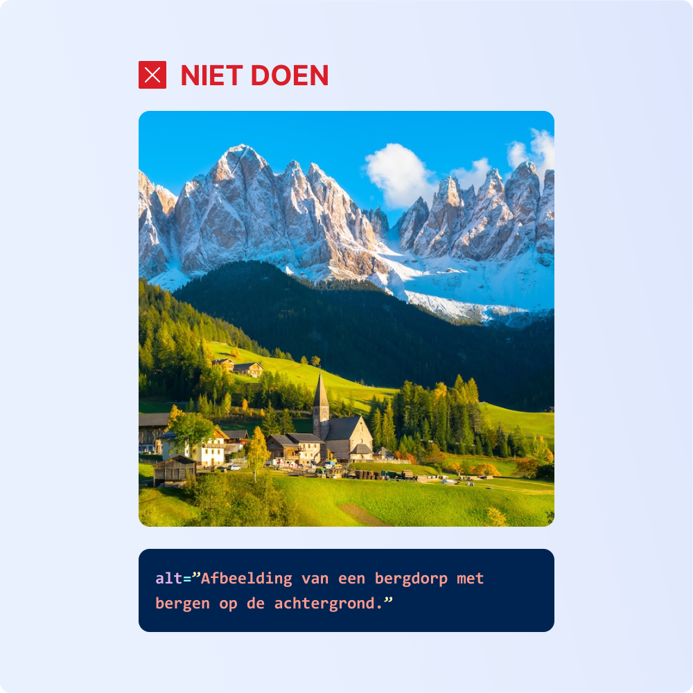 Foute ALT zegt Afbeelding van een bergdorp op een berg