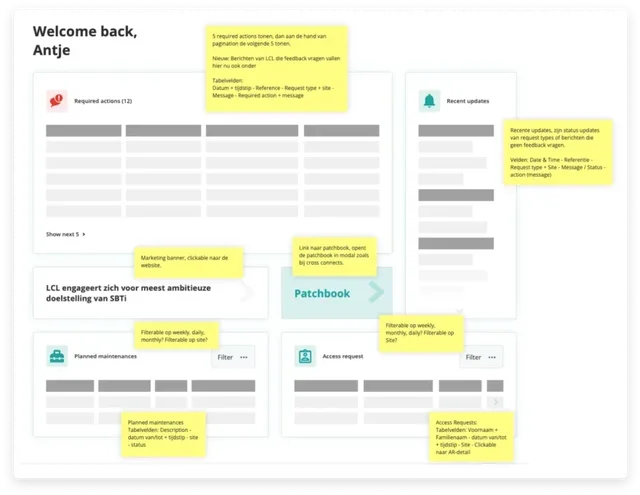 Low fidelity wireframes - LCL Data Centers