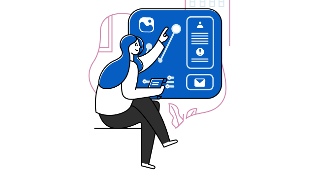 Illustration Business Technology startup account preferences user profile settings woman graph analysis