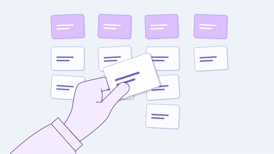 Een illustratie van een card sorting workshop