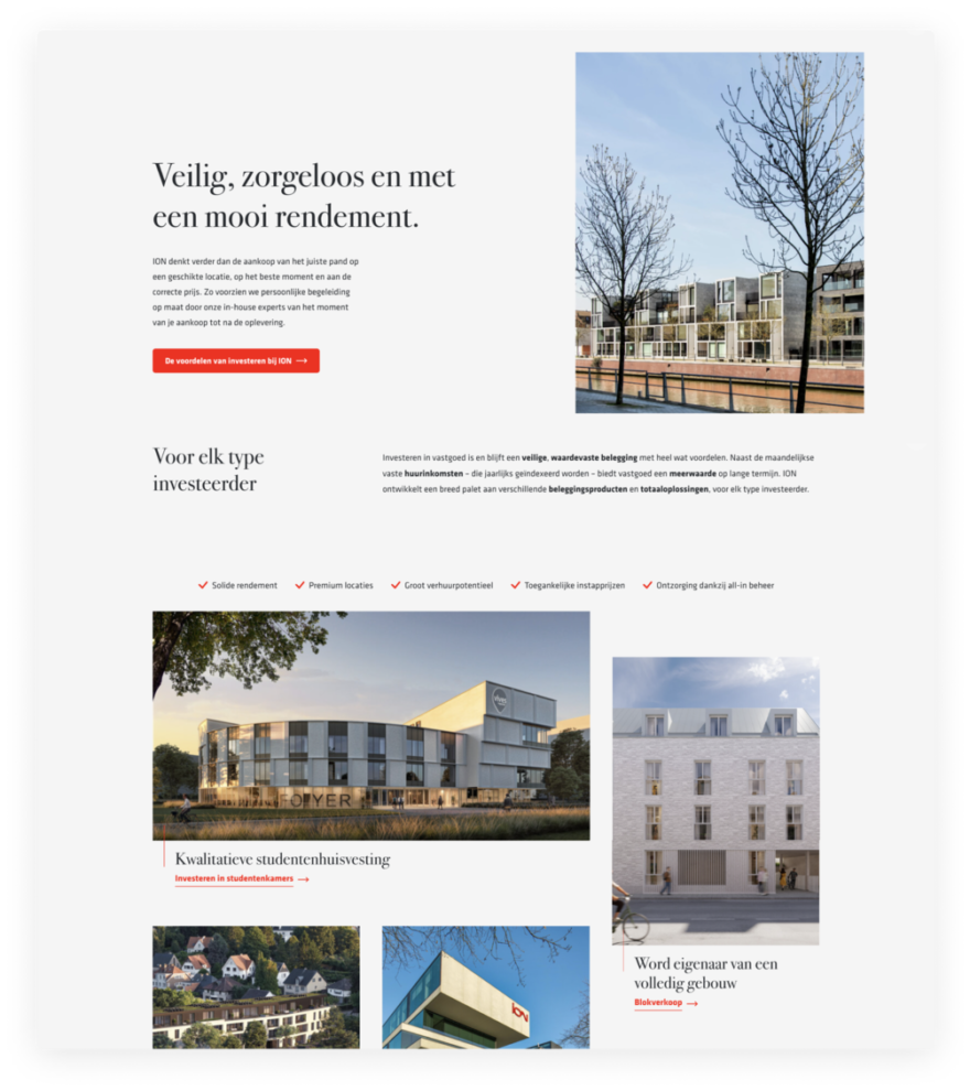 Een landingspagina van ION