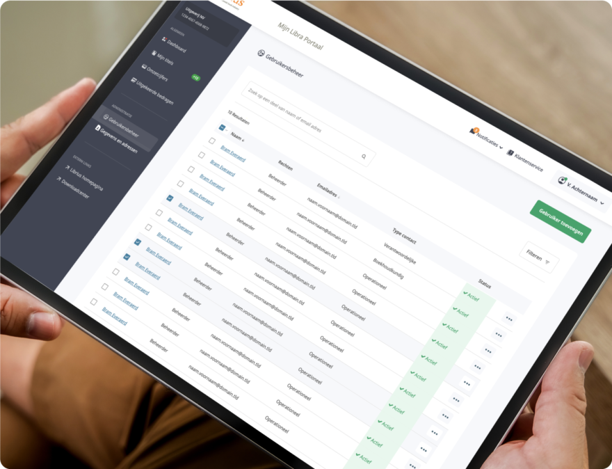 Resultaat Librius dashboard